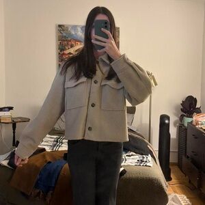 Women's Beige fuzzy Jacket